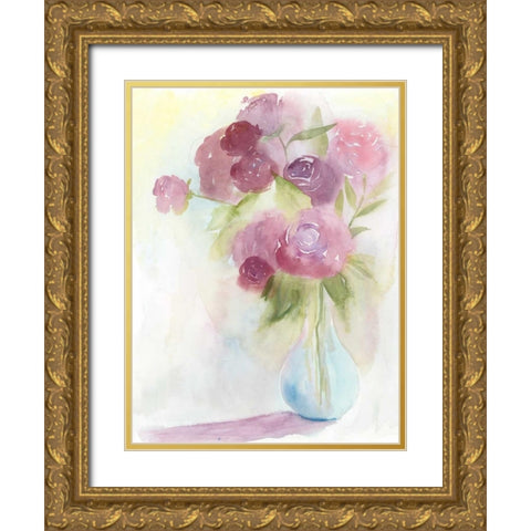 Glowing Bouquet I Gold Ornate Wood Framed Art Print with Double Matting by Popp, Grace