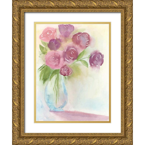 Glowing Bouquet II Gold Ornate Wood Framed Art Print with Double Matting by Popp, Grace