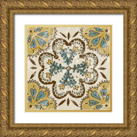 Batik Square II Gold Ornate Wood Framed Art Print with Double Matting by Zarris, Chariklia