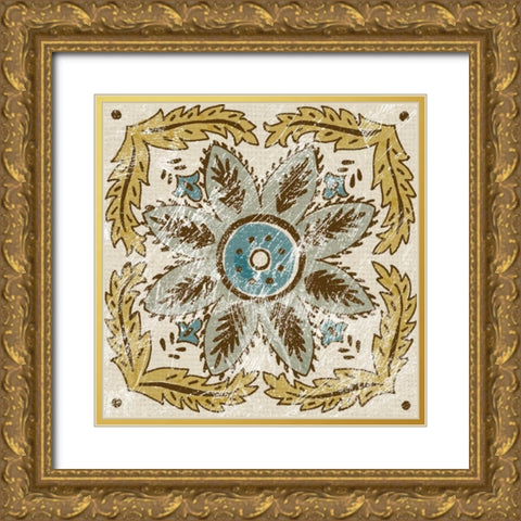 Batik Square IV Gold Ornate Wood Framed Art Print with Double Matting by Zarris, Chariklia