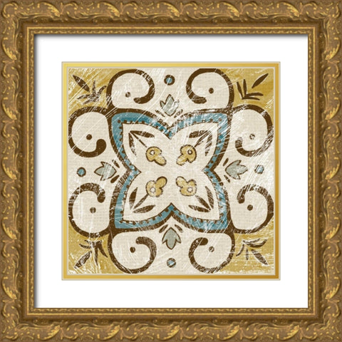 Batik Square VI Gold Ornate Wood Framed Art Print with Double Matting by Zarris, Chariklia