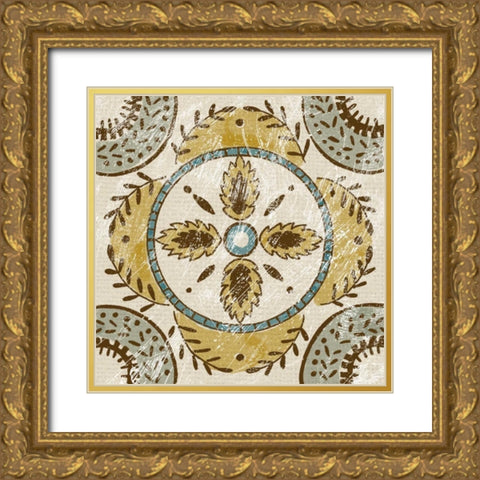 Batik Square VII Gold Ornate Wood Framed Art Print with Double Matting by Zarris, Chariklia