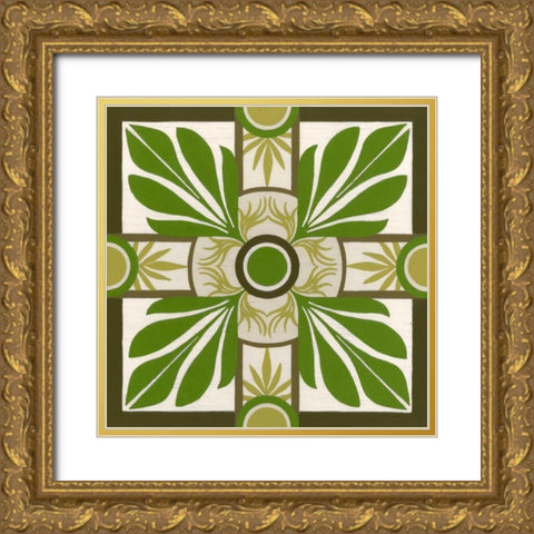 Non-Embellished Palm Motif I Gold Ornate Wood Framed Art Print with Double Matting by Vess, June Erica