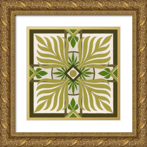 Non-Embellished Palm Motif II Gold Ornate Wood Framed Art Print with Double Matting by Vess, June Erica