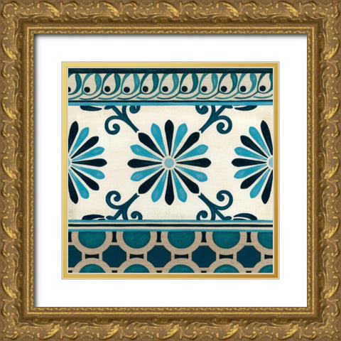 Indigo Frieze II Gold Ornate Wood Framed Art Print with Double Matting by Vess, June Erica