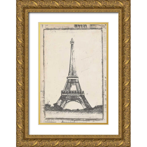 Sketch of Eiffel Gold Ornate Wood Framed Art Print with Double Matting by Harper, Ethan