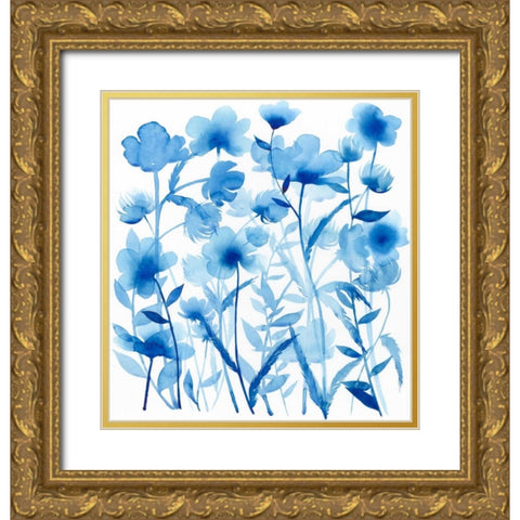 Cobalt Sway I Gold Ornate Wood Framed Art Print with Double Matting by Popp, Grace