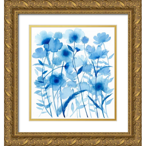 Cobalt Sway II Gold Ornate Wood Framed Art Print with Double Matting by Popp, Grace
