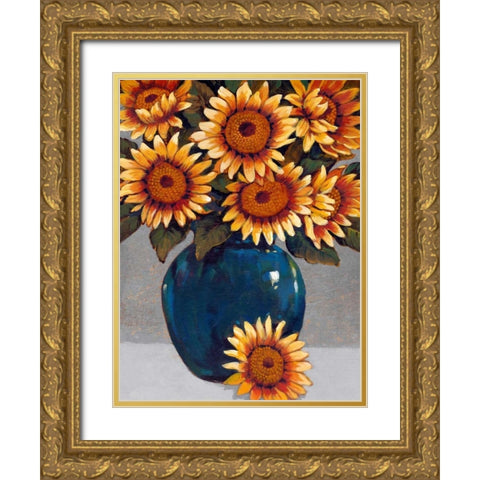 Vase of Sunflowers I Gold Ornate Wood Framed Art Print with Double Matting by OToole, Tim