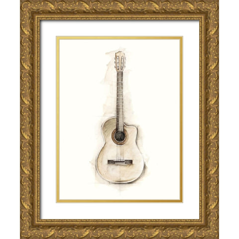 Ethans Guitar II Gold Ornate Wood Framed Art Print with Double Matting by Harper, Ethan
