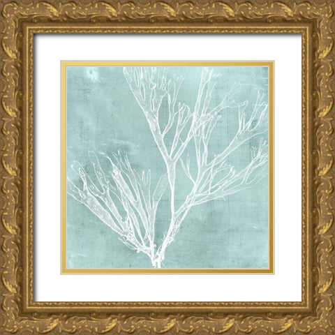 Seaweed on Aqua VII Gold Ornate Wood Framed Art Print with Double Matting by Vision Studio