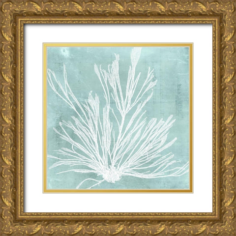 Seaweed on Aqua IX Gold Ornate Wood Framed Art Print with Double Matting by Vision Studio