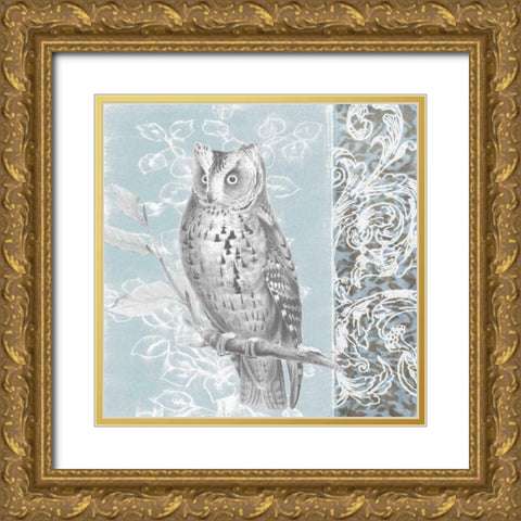 Owl Filigree I Gold Ornate Wood Framed Art Print with Double Matting by Studio W