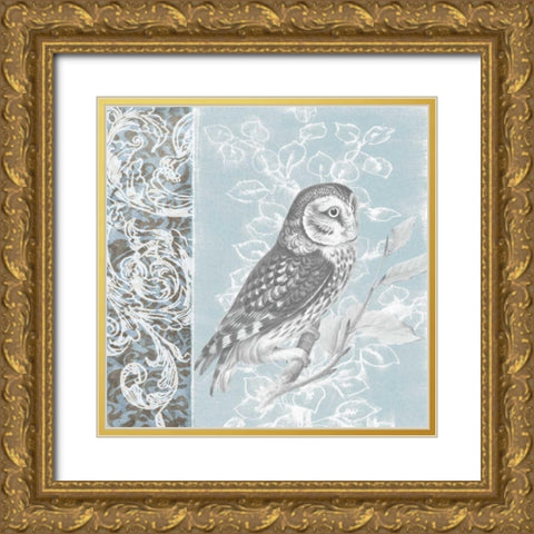 Owl Filigree II Gold Ornate Wood Framed Art Print with Double Matting by Studio W