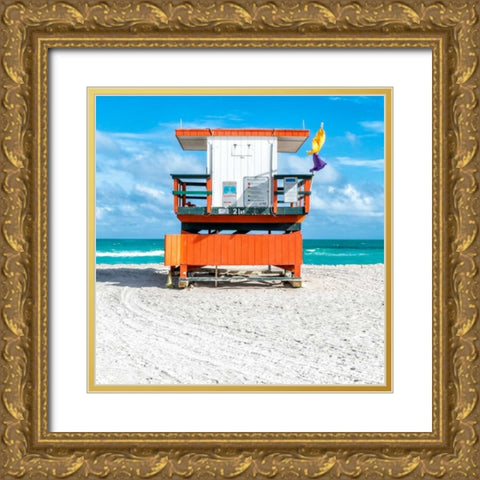 Miami Beach I Gold Ornate Wood Framed Art Print with Double Matting by Silver, Richard
