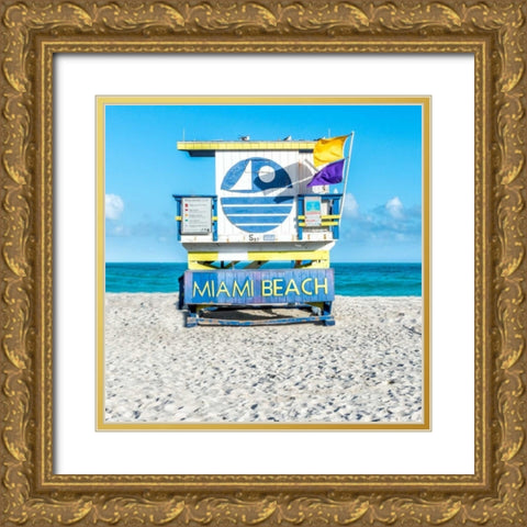 Miami Beach II Gold Ornate Wood Framed Art Print with Double Matting by Silver, Richard