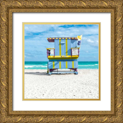 Miami Beach III Gold Ornate Wood Framed Art Print with Double Matting by Silver, Richard