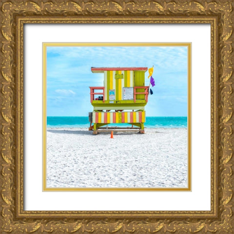 Miami Beach IX Gold Ornate Wood Framed Art Print with Double Matting by Silver, Richard