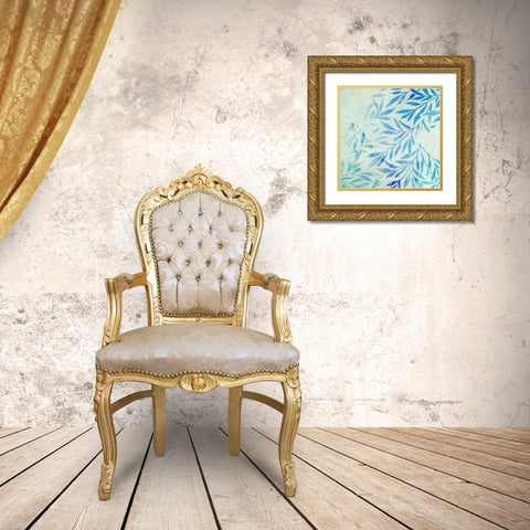 Cerulean Foliage I Gold Ornate Wood Framed Art Print with Double Matting by Studio W