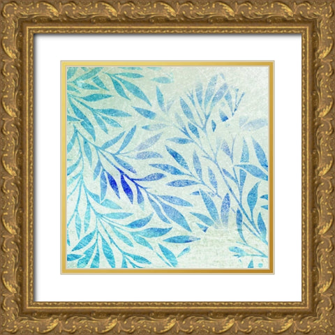 Cerulean Foliage II Gold Ornate Wood Framed Art Print with Double Matting by Studio W