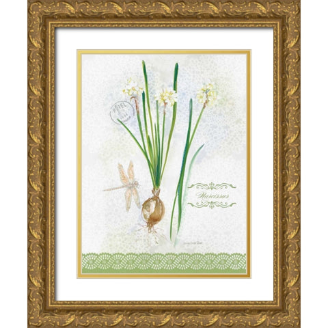 Flower Study on Lace XII Gold Ornate Wood Framed Art Print with Double Matting by Della-Piana, Elissa