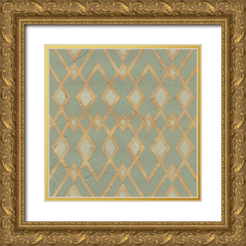 Non-Embellished Gilded Deco Motif III Gold Ornate Wood Framed Art Print with Double Matting by Vess, June Erica