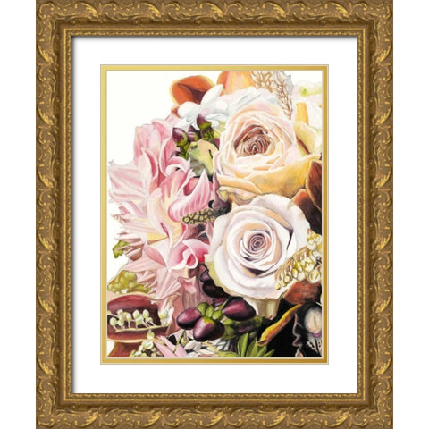 Spring Floral Bouquet I Gold Ornate Wood Framed Art Print with Double Matting by McCavitt, Naomi