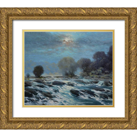 Moon Rapids Gold Ornate Wood Framed Art Print with Double Matting by Larivey, Chuck