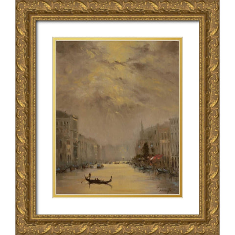 Venice Evening Gold Gold Ornate Wood Framed Art Print with Double Matting by Larivey, Chuck