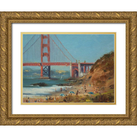 Bakers Beach Gold Ornate Wood Framed Art Print with Double Matting by Larivey, Chuck