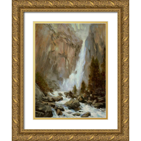 Yosemite Falls Gold Ornate Wood Framed Art Print with Double Matting by Larivey, Chuck