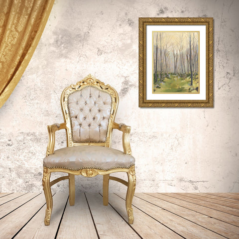 Delicate Forest II Gold Ornate Wood Framed Art Print with Double Matting by Meagher, Megan