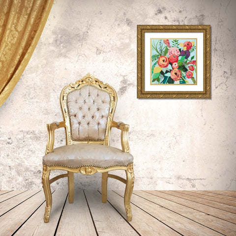 Halcyon Bouquet I Gold Ornate Wood Framed Art Print with Double Matting by Popp, Grace