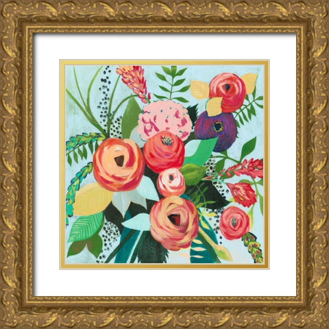 Halcyon Bouquet I Gold Ornate Wood Framed Art Print with Double Matting by Popp, Grace