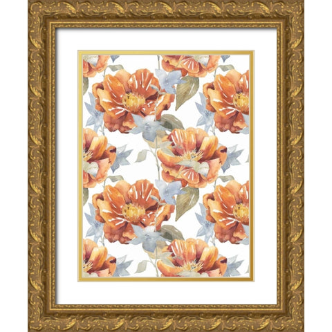 Ebbing Peonies I Gold Ornate Wood Framed Art Print with Double Matting by Popp, Grace