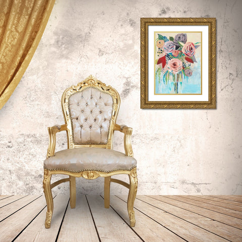 Roseate Posy II Gold Ornate Wood Framed Art Print with Double Matting by Popp, Grace