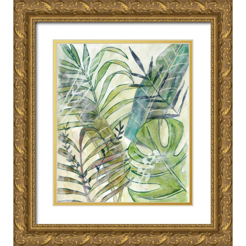 Layered Palms I Gold Ornate Wood Framed Art Print with Double Matting by Zarris, Chariklia