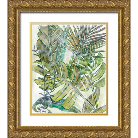 Layered Palms II Gold Ornate Wood Framed Art Print with Double Matting by Zarris, Chariklia