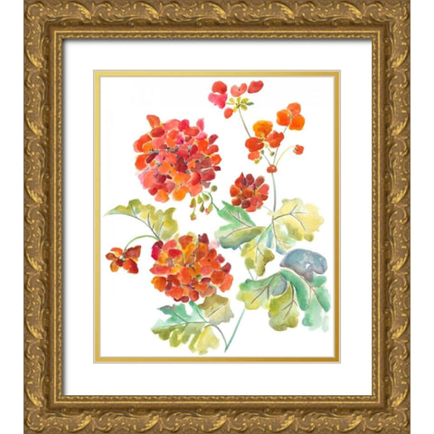 Cranesbills II Gold Ornate Wood Framed Art Print with Double Matting by Zarris, Chariklia