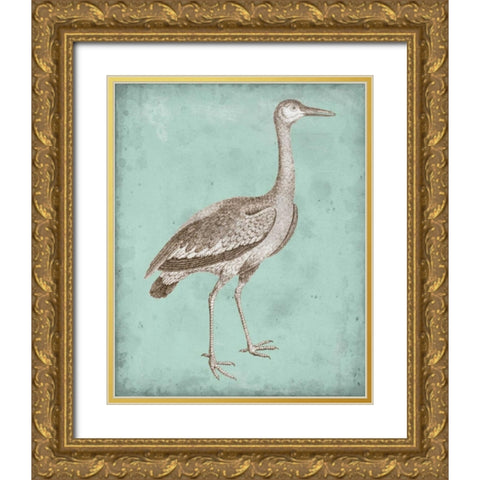 Sepia and Spa Heron I Gold Ornate Wood Framed Art Print with Double Matting by Vision Studio