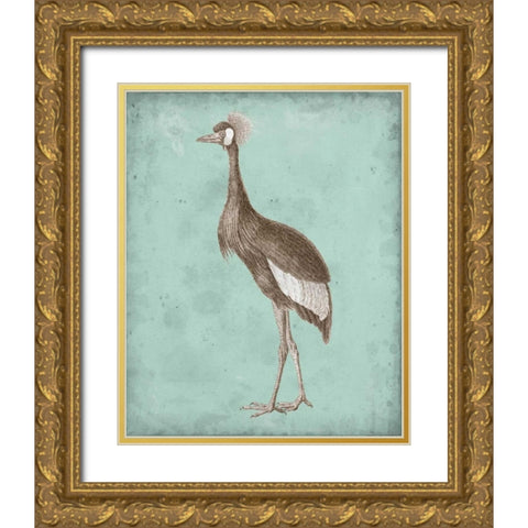 Sepia and Spa Heron II Gold Ornate Wood Framed Art Print with Double Matting by Vision Studio