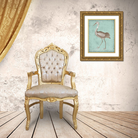 Sepia and Spa Heron IV Gold Ornate Wood Framed Art Print with Double Matting by Vision Studio