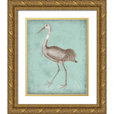 Sepia and Spa Heron IV Gold Ornate Wood Framed Art Print with Double Matting by Vision Studio