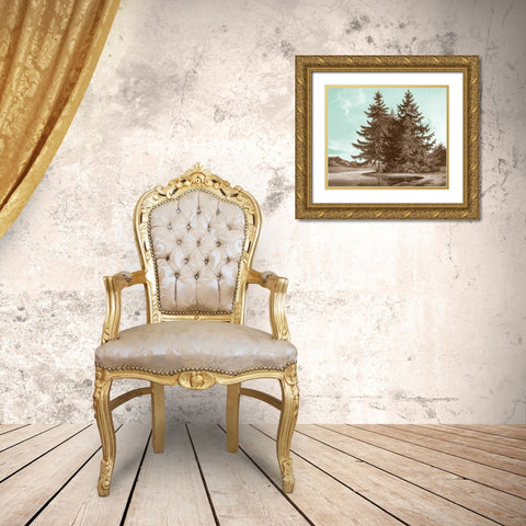 Serene Trees III Gold Ornate Wood Framed Art Print with Double Matting by Kennion, Edward