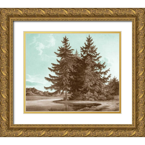 Serene Trees III Gold Ornate Wood Framed Art Print with Double Matting by Kennion, Edward