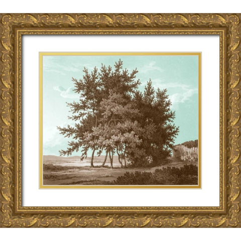Serene Trees IV Gold Ornate Wood Framed Art Print with Double Matting by Kennion, Edward