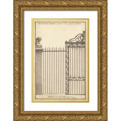 Antique Decorative Gate II Gold Ornate Wood Framed Art Print with Double Matting by Blondel, J.F.