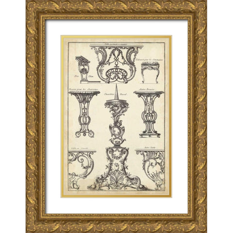 Antique French Ornament I Gold Ornate Wood Framed Art Print with Double Matting by Blondel, J.F.