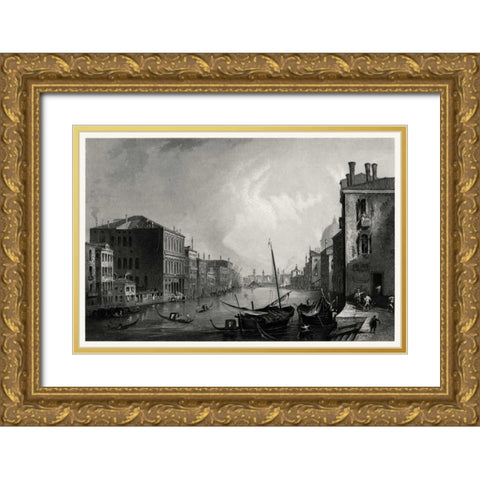 Antique View of Venice Gold Ornate Wood Framed Art Print with Double Matting by Unknown