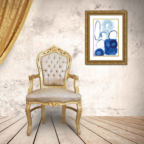 Blue Circle Study I Gold Ornate Wood Framed Art Print with Double Matting by Fuchs, Jodi